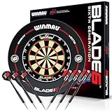 WINMAU Blade 6 Professionelle Bristle Klassische Dartscheibe with Surround und Darts Set (2 Sätze...