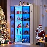 FREDEES Vitrine mit LED Beleuchtung, 5-stöckige Sammlervitrine mit Intelligente Sensorik, Acryl...