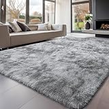 Sour Lemon Hochflor Teppich Grau Teppich Wohnzimmer 200x300 Waschbar Anti-Rutsch Extra Große...