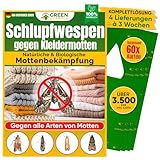 GREEN GUARDIA Schlupfwespen gegen Kleidermotten - 15 Karten à 4 Lieferungen - Effektiv Motten...