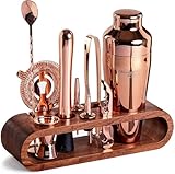 10-teiliges Bartender Set aus Mahagoni & Edelstahl–Premium Barzubehör inkl. Cocktail Shaker,...