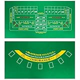 Brybelly Double-Sided Craps Table & Blackjack Casino Felt | Convenient, Space-Saving 36 x 18 Roll-up...