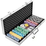 Nexos Pokerkoffer Pokerset 500 300 Laser Pokerchips Poker Komplett Set 12 g Chips Deluxe Größe...