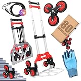 Sackkarre Treppensteiger, Transportwagen inkl. Sicherheitshandschuhe & Spanngurte, Bollerwagen bis...