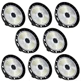 8 Pack 150W 170LM/W UFO LED Hallenstrahler, Kaltweiß 5000K LED Hallenbeleuchtung, 90°...