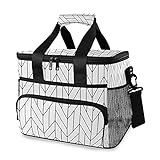 HMZXZ Groß Kühltasche Picknicktasche Lunchtasche Geometrisch Grey Streifen Textur 15L...