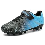 ASHION Fußballschuh Kinder Footballschuhe Outdoor Athletic Soccer Schuhe,B Blau Schwarz,34 EU