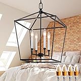 Pendelleuchte Laterne Licht 4-Light Metall Käfig Industrie Kronleuchter, Vintage Deckenleuchte Für...