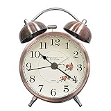 lunaoo Wecker Analog Ohne Ticken Geräuschlos, 3.5 Inch Retro Wecker Lautlos Doppelglockenwecker...