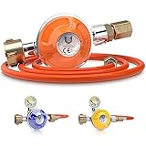 BBQ Chief Gasdruckregler Basic - 50mbar, 1,5kg/h, 1/4 Zoll, mit 100cm Gasschlauch, Propan -...