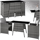 tectake® Poly Rattan Sitzgruppe für 2 Personen, Outdoor Möbel platzsparend zusammenschiebbar, 2...