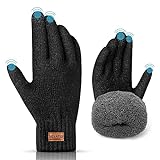 HIYATO Handschuhe herren, Verdickte Touchscreen Winterhandschuhe, Warme Strickhandschuhe mit Fleece...