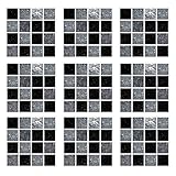Fliesenaufkleber, Deko Fliesenfolie für Küche und Badezimmer, 10 x 10 cm, 30 Stück, Schwarzes und...
