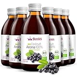 BIO Aroniasaft 6er Pack (6x250ml) BIO purer Aronia-Direktsaft 100% - Kaltgepresst Aronia Muttersaft-...