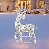 Rentiere Weihnachten Deko Aussen, Weihnachtsdeko Aussen, LED Rentier Familie, Groß Beleuchtete...