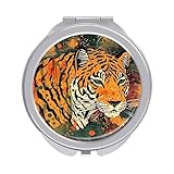 Rkklvbns Tiger Reise-Make-up-Spiegel mit botanischem Druck, tragbarer Kosmetikspiegel,...