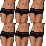 6er Pack Damen Boxershorts Hot Pants Panty Dessous Hipster 6x-schwarz-05975-gr-38