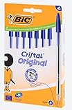 BIC Cristal Original, blaue Kugelschreiber, mittlere Spitze 1,0 mm, 8 Stück