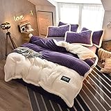 SLOPSS Weich warm Dicke Fleece -Bettwäsche -Sets Winter Bettdecke mit extra montiertem Bettblatt...