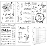 Silikonstempel Set, 5 Blätter Sprüche Deutsch Clear Stamp Geburtstag Stempel Herzlichen...