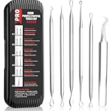 Antonki 6 Stück Mitesserentferner Set (Rostfreier Edelstahl) zum Entfernen von Pickeln, Blackheads,...