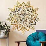 COVPAW Wandtattoo Wandaufkleber Mandala Gold Gelb Wohnzimmer Schlafzimmer Wandsticker Wandbild Boho...