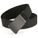 Vimfashi Herren-Gürtel aus Stretch-Nylon mit robuster Schnellverschluss-Schnalle, Schwarz, L
