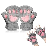 EQLEF Fingerlose Handschuhe Damen, Katzenpfoten Handschuhe Katzenpfote Nette Halbe Handschuhe Warme...