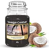 Yankee Candle Duftkerze im Glas (groß) – Black Coconut – Kerze mit langer Brenndauer bis zu 150...