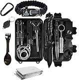 Tradista Survival Kit 15 in 1 - Außen Notfall Survival Kit mit Messer/Taktische Taschenlampe für...