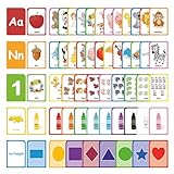 ZazzyKid Lernkarten für Kleinkinder, 54 doppelseitige Lernkarten für Alphabete, Zahlen, Farben,...