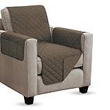 gesteppter Sesselschoner - 190x165cm - mit Armlehnen und Taschen (Braun) Sesselauflage Sessel -...