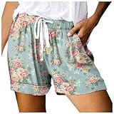 rtdgcv Summer Damen Shorts Sport Damen-Shorts mit Kordelzug, Sommer, elastische Taille, lässig,...