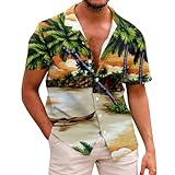 Kompressionsshirt Herren Uv Shirt Herren Wasser Funktionsshirt 3D Druck Kurzarm Hawaiihemd Button...