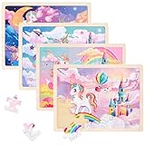 Kinder Einhorn Holzpuzzle Tiere Puzzle ab 3 4 5 6 Jahre Kinder Einhorn Tier Holzpuzzle Spiele für...