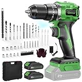 Ginour 21V Bürstenlos Akku Schlagbohrschrauber Set, 2x2Ah Akku, kompatibel mit Makita 18V Akku &...