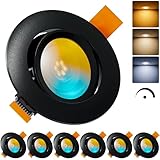 MATO 6x LED Einbaustrahler 230V Dimmbar 5W - 30° Schwenkbare, flache Spots 75mm Lochmaß - IP20...