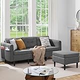 Yaheetech Ecksofa 3-Sitzer Sofa mit Polsterhocker aus Leinenstoff Eckcouch in L-Form Rechts/Links...