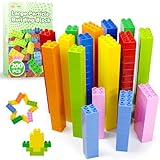 Mirthben 200 Stück Große Bausteine Set, 2 Formen und 8 Farben Bauklötze, Kompatibel mit Duplo...