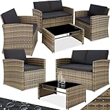 tectake Lounge Gartenmöbel Set Poly Rattan für den Garten, Möbel für den Balkon, 12-teilige...