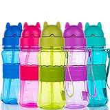Sigdio Kinder Trinkflasche mit Strohhalm BPA frei Kinder Wasserflasche Auslaufsicher...