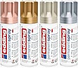 Permanent Spray Metallic Set edding 5200 Acryllack Premium MATT 4 x 200ml / Sprühfarbe für...