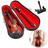 Esoes Hölzerne Violine Miniatur Musikinstrument Modell, Mini schöne künstliche Violine Puppenhaus...