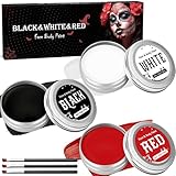Halloween Schminke Schwarz Weiß Rot - Halloween Make Up Theaterschminke Set, Kinderschminke Face...