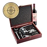 AMAVEL Sommelier Set mit 10 Wein-Accessoires, Geschenkbox aus Holz mit Plakette und Personalisierter...