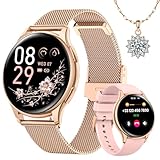 Sanorum Smartwatch Damen mit Telefonfunktion, Rund 1,27' Klein Screen Armbanduhr mit 120+ Sport...