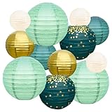 12er Lampions Papierlaterne Papier Laterne Bunt Lampenschirm Lampion Runde Bunt Laterne...