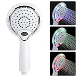 3 Farbe LED Handheld Dusche Spray Kopf mit Digitale Temperaturanzeige, Wasser Flow Powered ABS...