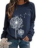 Dresswel Damen Löwenzahn Sweatshirt Langarmshirt Pusteblume Drucken Pullover Herbst Winter Bluse...