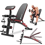 Hop-Sport Hantelbank mit Curlpult, verstellbar in 6 Neigungswinkel, inkl. Beinstrecker & Expander,...